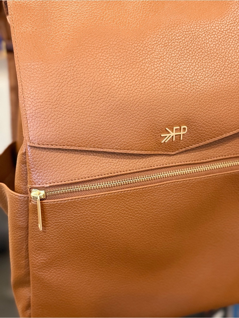 Freshly Picked Classic Diaper Bag ll Cognac Vegan Leather Baby Bag - Picture 2 of 13